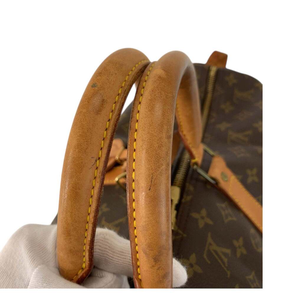 LOUIS VUITTON Authentic Brown Monogram Leather Keepall 55 Boston Bag - Picture 8 of 10
